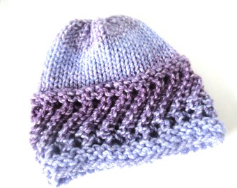 Purple Hand Knit Winter Hat, Gift Under 20 - Etsy display picture 1