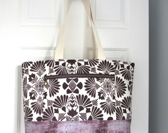 Handmade Canvas Tote bag, Purple Tote Bag, Large Tote Bag, Weekender Tote, Tote Bag Carry-on, Beach Bag, Tote Bag with Zipper, Teacher Bag