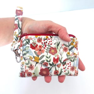 Cartera de identificación de pulsera, Cartera con llavero, Cartera con llavero floral, Cartera de pulsera, Cartera con cordón, Regalo de graduación, Cartera con llavero de identificación de pulsera