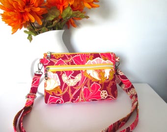 Small Fabric Crossbody Purse, Adjustable Strap, Travel Essentials, Floral Shoulder Bag