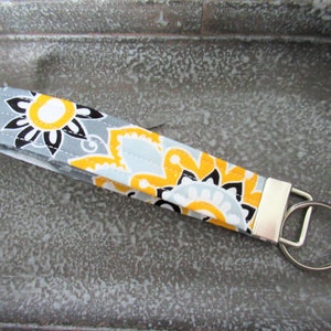Key Fob Wristlet, Fabric Wristlet Keychain, Yellow Key Fob, Gift for Coworker, Keychain Wristlet, Gift for Teen
