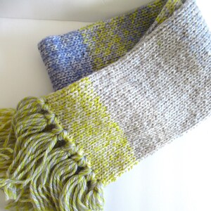 Kid&#39;s Winter Scarf, Kid Stocking Stuffer, Kid Scarf, Kid gift, Kid Blue Scarf, Short Scarf, Short Tasseled Scarf, Blue and Yellow Scarf