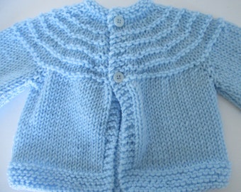 Blue Baby Sweater, Boy's Baby Sweater, 3-6 month Baby Sweater, Baby Shower Gift, Baby Christmas Sweater, Knit Baby Sweater