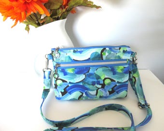 Blue Small Crossbody Bag, Shoulder Purse, Crossbody Purse with Adjustable Strap, Fabric Purse, Summer Purse