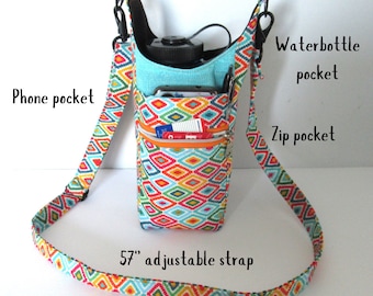 Water Bottle Sling, Water Bottle Bag, Water Bottle Crossbody, H20go Bag, Hiking Crossbody, Drink Bag, Drink Holder, Water Bottle Holder