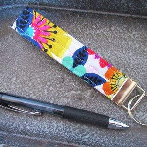 Key Fob Wristlet, Fabric Wristlet Keychain, Floral Key Fob, Gift for Coworker, Keychain Wristlet, Gift for Teen, Stocking Stuffer under 5