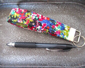 Key Fob, Fabric Wristlet Keychain, Floral Key Fob, Gift for Coworker, Keychain Wristlet, Wrist Lanyard, Gift under 5, Wrist Lanyard