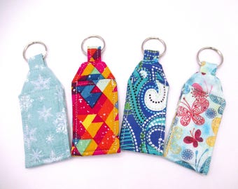 Fabric Chapstick Holder Keychain, Lip Balm Keyring