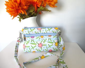 Blue Small Crossbody Bag, Shoulder Purse, Crossbody Purse with Adjustable Strap, Fabric Purse, Summer Purse