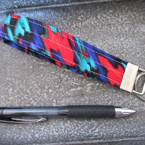 Key Fob, Fabric Wristlet Keychain, Tie Dye Key Fob, Gift for Coworker, Keychain Wristlet, Gift for Teen, Stocking Stuffer under 5, Red Fob