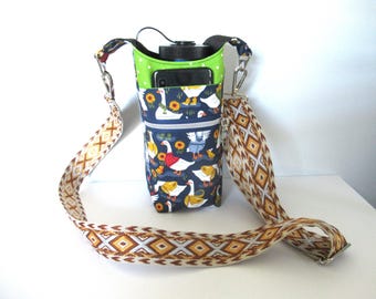 Water Bottle Crossbody Sling: Hiking Drink Bag with Phone Pocket, Goose Purse, Porch Goose Gift
