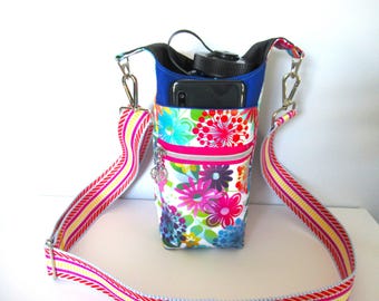 Water Bottle Crossbody Sling Bag, Phone Pocket, Adjustable Strap