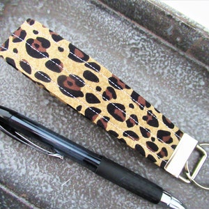 Leopard Key Fob Wristlet, Fabric Wristlet Keychain, Cheetah Key Fob, Gift for Coworker, Keychain Wristlet, Stocking Stuffer under 5