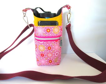 Water Bottle Crossbody Sling: Hiking Drink Bag with Phone Pocket