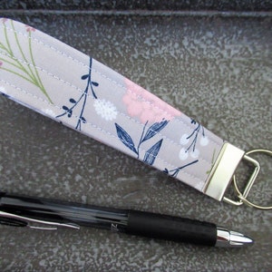 Key Fob Wristlet, Fabric Wristlet Keychain, Floral Key Fob, Gift for Coworker, Keychain Wristlet, Wrist Lanyard, Stocking Stuffer under 5