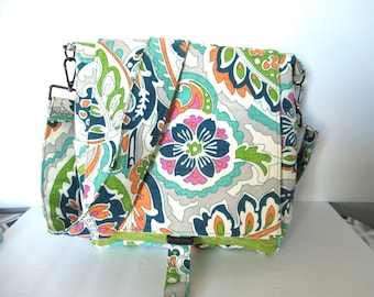 Canvas Messenger Bag, Crossbody Bag, Shoulder Bag, Travel Bag, Day Bag, Hiking Bag, Bright Canvas Bag, Geocaching Bag, Gift for Friend