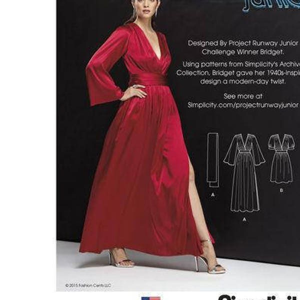 Simplicity D0533/1006 - Size 4-12 or 12-20 Misses Long Dress with Sash and Short Dress Project Runway Junior Dress Sewing Pattern / Uncut FF