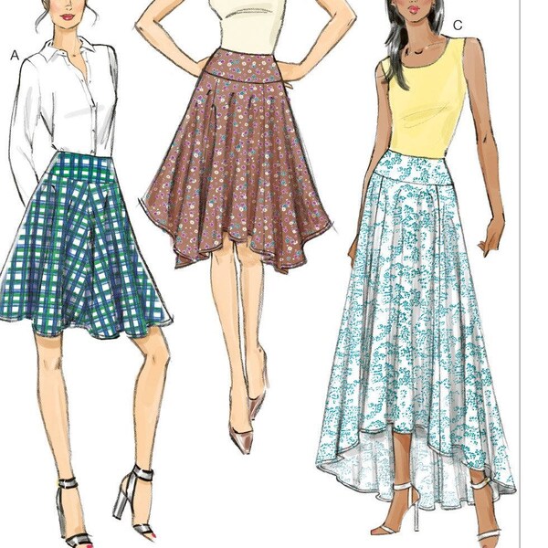 Vogue Sewing Pattern V9007 Size 6-14 or 14-22 Misses' Skirt with Shaped Hem / UNCUT Factory Folded