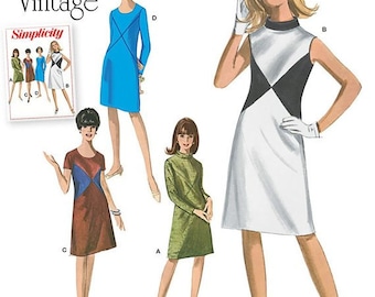 Simplicity 1012 S0309 Size 10-18 or 20W-28W Misses Retro 60's Dress with Neckline and Sleeve Variations Sewing Pattern / Uncut/FF