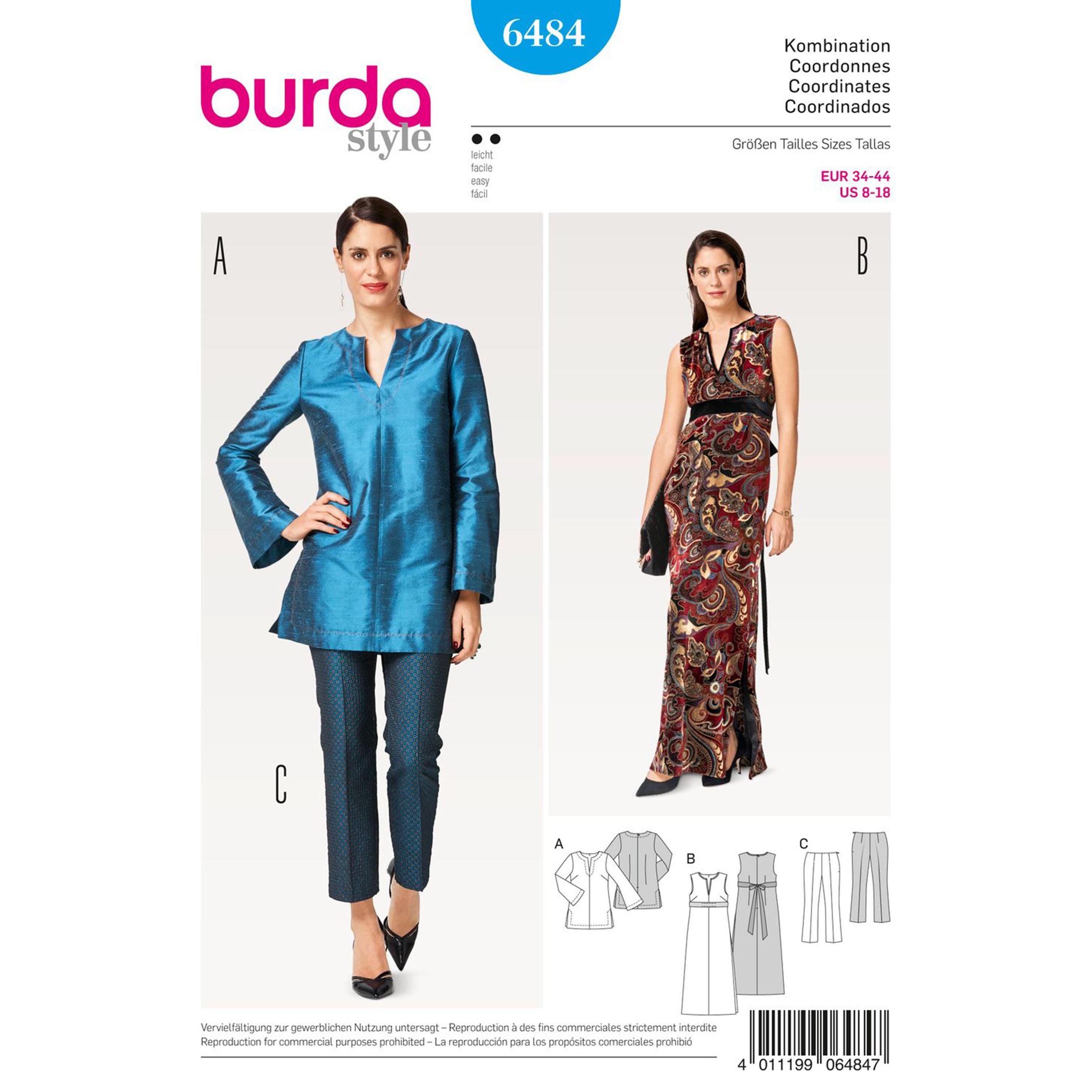 Burda 6484 Sewing Pattern - Misses Evening Separates - Size 8-18 - Etsy