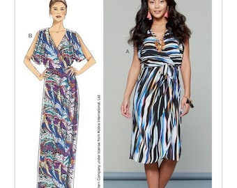 Mccall's m7567 misses' wrap-style dress and belt sewing pattern  sizes 6-8-10-12-14 or 14-18-20-22 / uncut ff