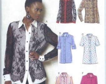 Vogue V8927 Sewing Pattern - Misses Shirts - Size 8-16 or 16-24/Uncut, FF