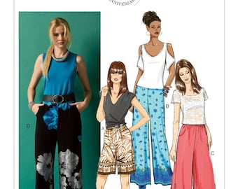 Butterick B5893 Misses Wide Flared Pants and Shorts Sewing Pattern Size 4-14 or 16-26 / Uncut FF