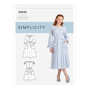 Simplicity S9040 Sewing Pattern - Misses&#39; Dresses With Neckline, Sleeve & Length Variations - Size 6-14 or 14-22/Uncut, FF