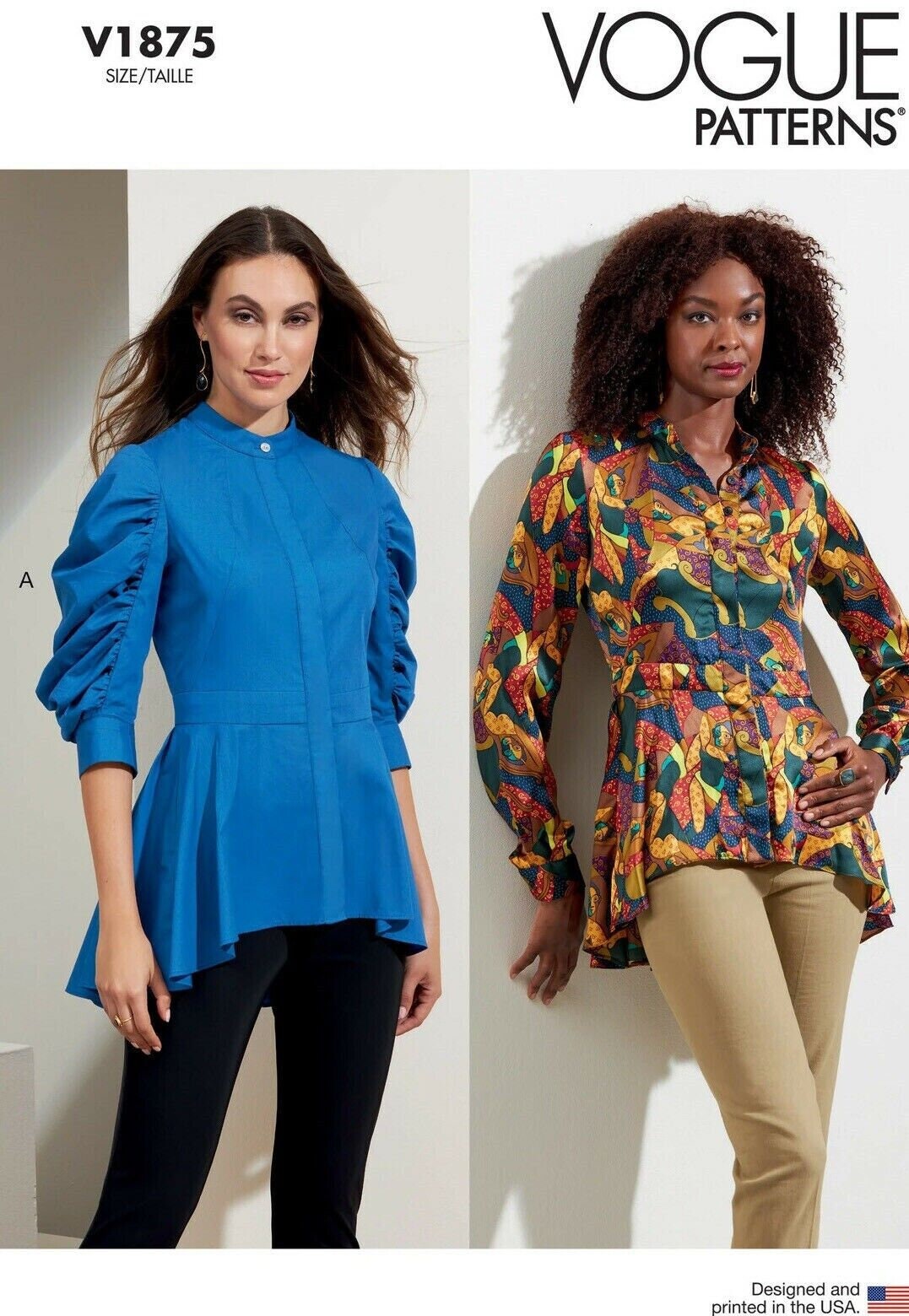 Vogue V1875 R11315 Pattern Women Peplum Top Blouse W/puff Sleeves