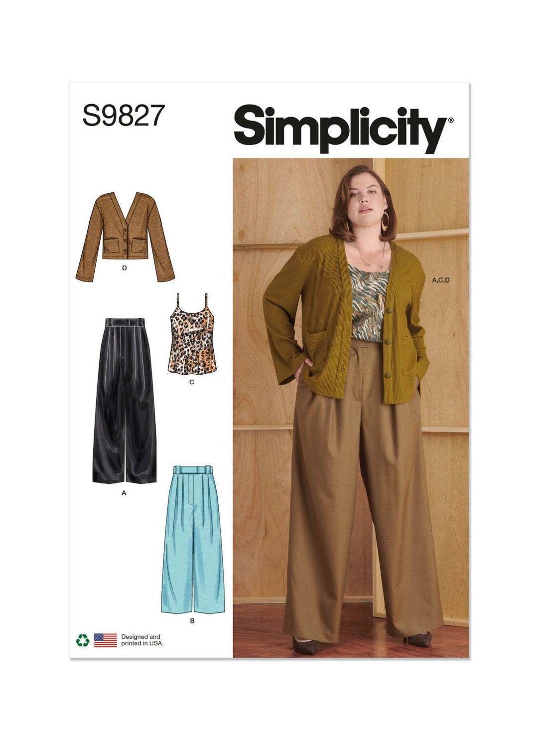 Simplicity R Simplicity R11946 S9827 Women's Pants in Two Lengths, Camisole and ...
