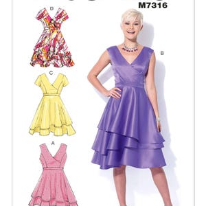 McCall's M7316 Size 6-14 or 14-22 Misses' Asymmetrical Tiered Dresses Sewing Pattern / Uncut/FF