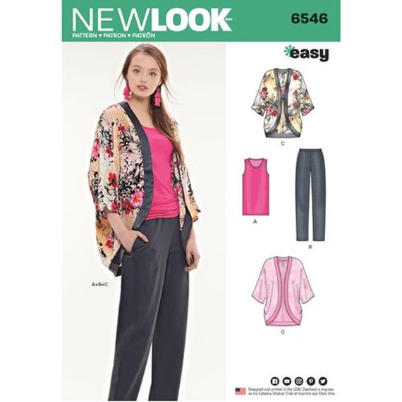  New Look Patterns Easy Girl's Kimono, Knit Top and