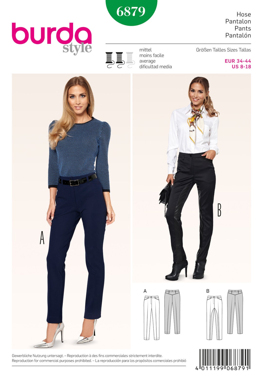 Burda 6879 Size 8-18 Misses' Slim Pants Sewing Pattern / - Etsy