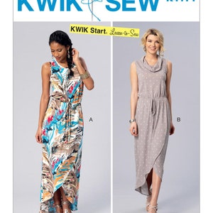 Kwik Sew K4171 Sewing Pattern - Misses' Elastic-Waist, Tulip-Hem Dresses - Size XS-XL / Uncut, Factory Folded