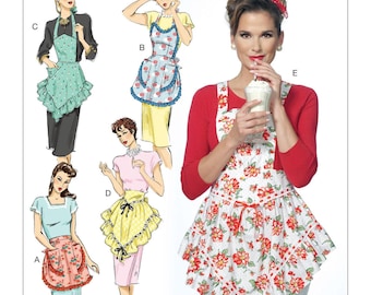 Butterick B6467 Sewing Pattern Ruffled Full or Half Aprons Size S-M-L-XL FF