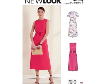 New Look N6667 Sewing Pattern - Misses' Shift Dresses w French Darts, With Or Without Sleeves - Size 8-20