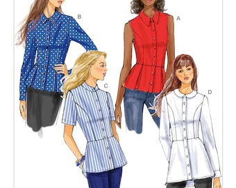 Butterick B6097 Size 6-14 or 14-22 Misses Button Down Shirt Blouse Sewing Pattern / Uncut FF