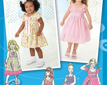 Simplicity Project Runway Pattern 2265 Girls Dress in 2 Lengths with Bodice Variations Sizes 1/2-1-2-3 or 4-5-6-7-8  / UNCUT Factory Folded