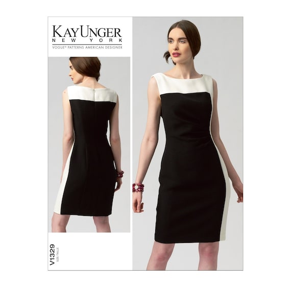 Vogue V1329 Misses Kay Unger Close Fitting Lined Dress Sewing