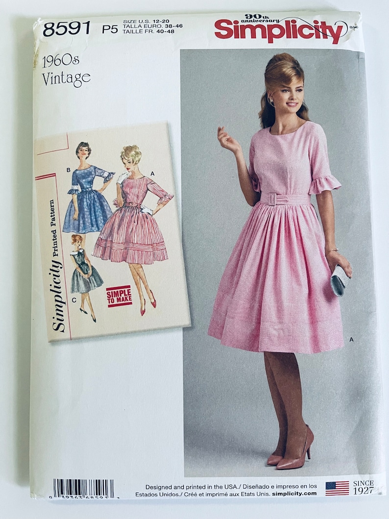 Simplicity 8591 / S8591 - 1960s Vintage Sewing Pattern for Womens Dress ...