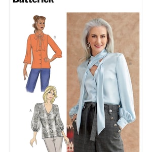 Butterick B6710 Sewing Pattern - Misses Blouses, Tops - Size 6-14 or 14-22/Uncut