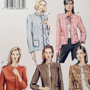 Vogue V7975 - Easy Sewing Pattern for Womens Jackets, Button Front Jacket, Womens Cardigan, Lined Jacket, Size 6-10, 12-16, 18-22, Uncut