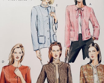 Vogue V7975 - Easy Sewing Pattern for Womens Jackets, Button Front Jacket, Womens Cardigan, Lined Jacket, Size 6-10, 12-16, 18-22, Uncut