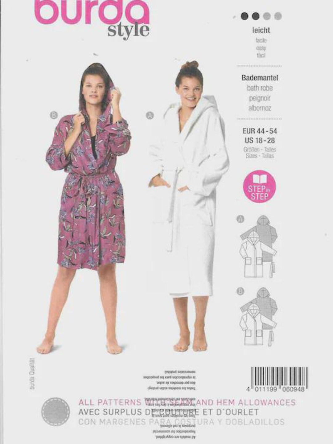Burda 6094 Sewing Pattern - Misses Robes - Size 18-28/uncut - Etsy