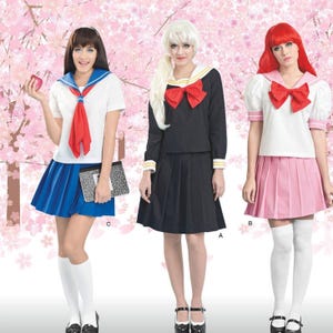 Simplicity 8160 Sewing Pattern - Womens Halloween Carnival Outfit Anima Manga Sailor Suit School Girl Uniform - Size 4-12 or 14-22