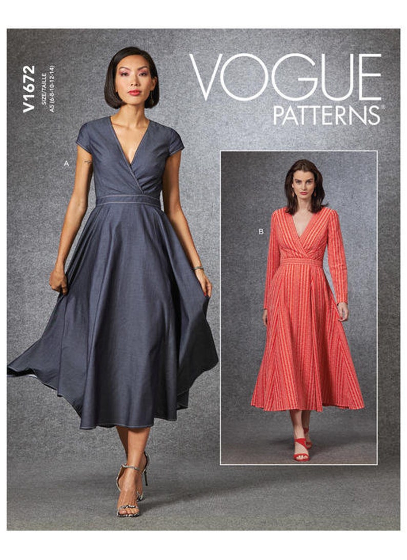 Vogue V1672 Sewing Pattern Misses Dress Misses Deep V Neck Etsy