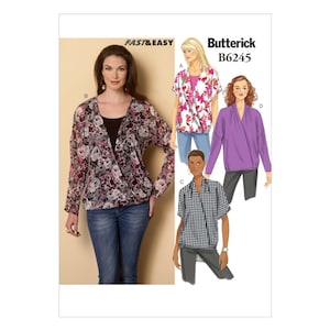 Butterick B6245 Misses Loose Fitting Pullover Tops Sewing Pattern Size ...