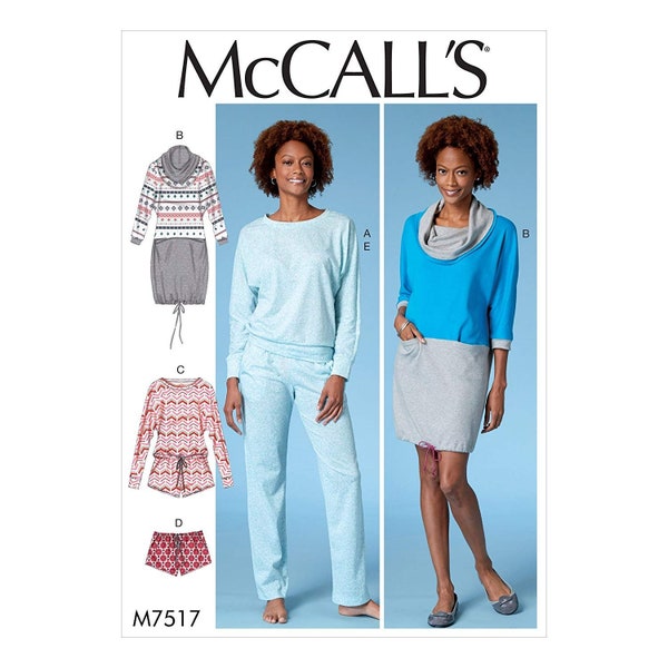 Mccall m7517 misses batwing top/dress and romper and drawstring shorts and pants sewing pattern  / uncut ff