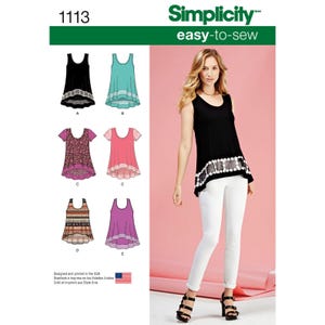 Simplicity 1113 - Misses&#39; Easy-To-Sew Knit Tops - Size XXS-XXL (4-26)/Uncut