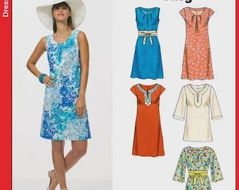 New Look 6803 Sewing Pattern - Misses Easy Dresses, Tunics and Belt - Size 10-22/Uncut